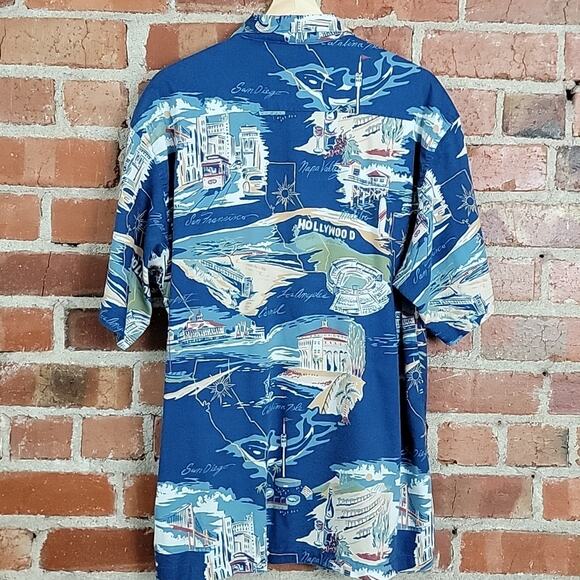 Bluewater Wear Vintage Hawaiian Button-up Short-sleeve Shirt California Theme L - Picture 3 of 14
